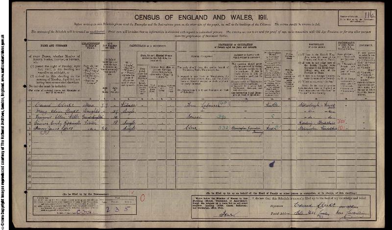 Rippington (Eunice Emily) 1911 Census